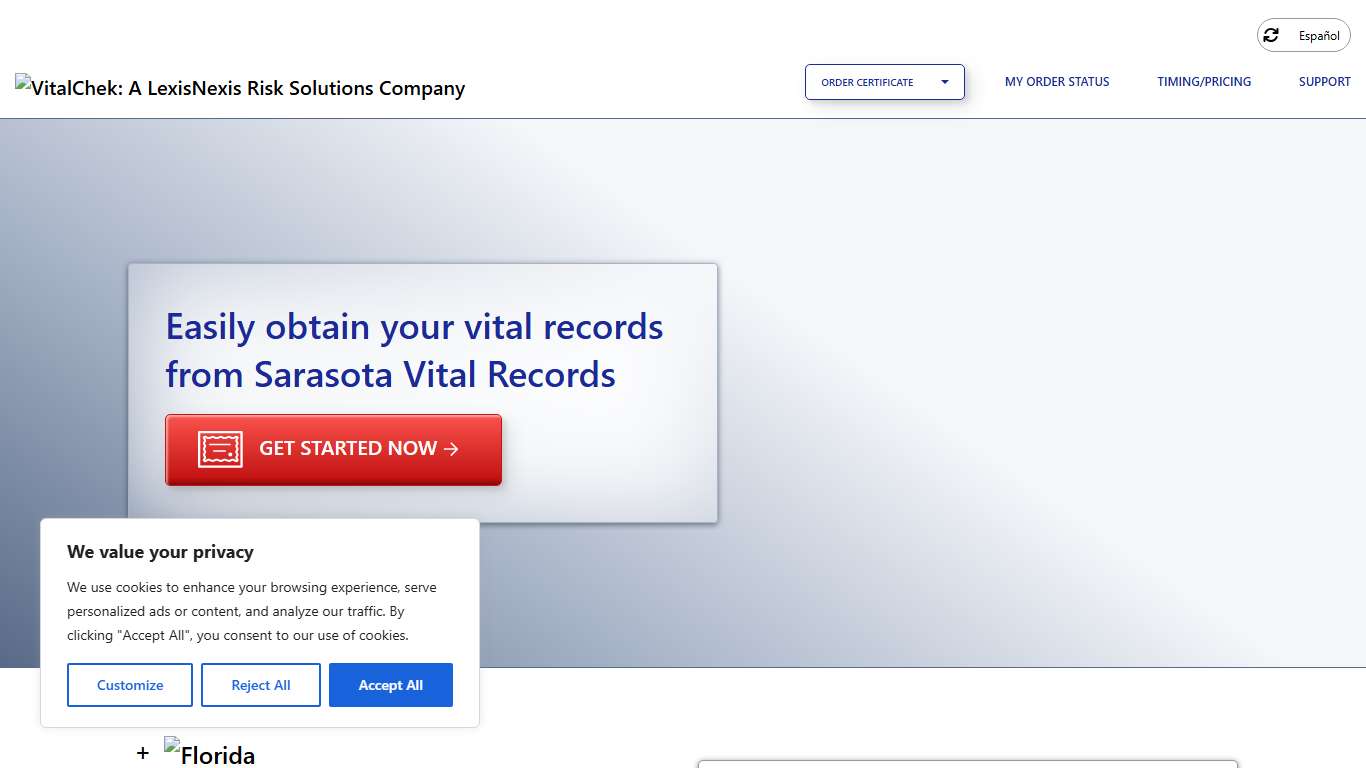 Sarasota Vital Records (FL) Order Certificates - VitalChek